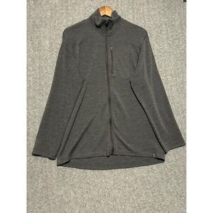 Woolly pro knit merino wool full zip base layer pullover gray mens Large